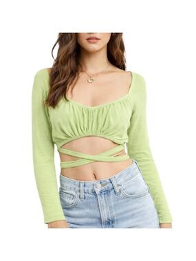 Urban Outfitters Brat Green Wrap Crop Top Large